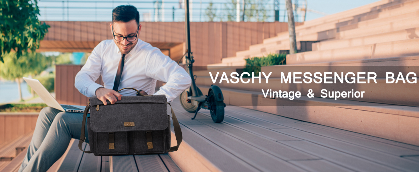 Amazon.com: VASCHY Messenger Bag for Men, Water Resistant Canvas